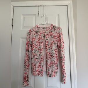 LOFT Pink and Red Floral Knit Top